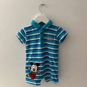 Disney Baby Mickey Mouse Blue Stripes Romper size 6 months